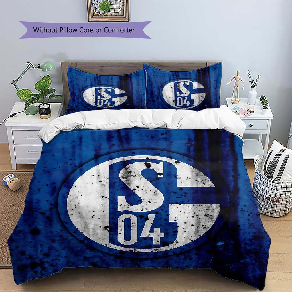 Set Copripiumino Trapuntato con Motivo FC Schalke 04 Decorazione per la Casa Regalo (1 * copripiumino + 2 * federe senza imbottitura)