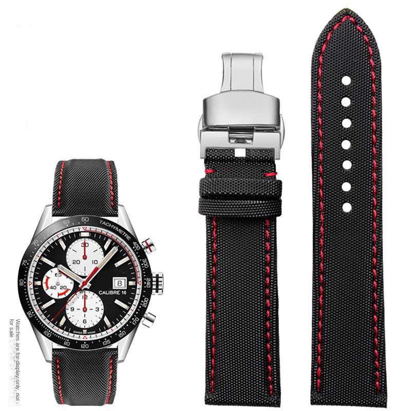 20mm 21mm 22mm 23mm Nylon Leather Bottom Watchband for Mido Helmsman M021 M005 M038 Tudor Seiko Waterproof Watch Strap