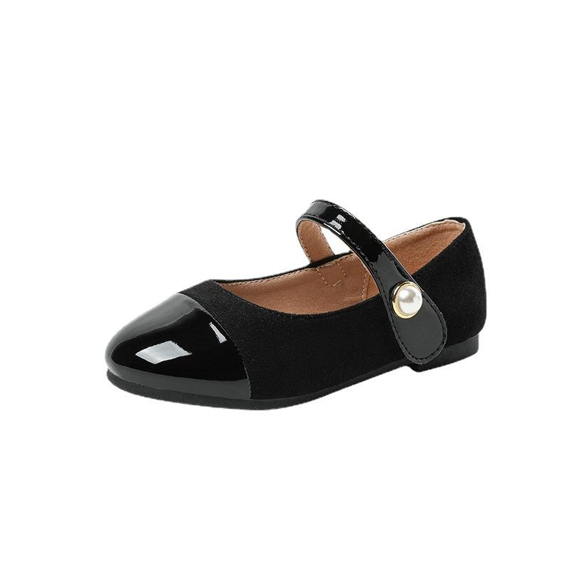 Children Leather Shoes for Girls Kid Loafers Breathable Uniform School All-match Black Soft Performance Dress Shoes Hook & Loop