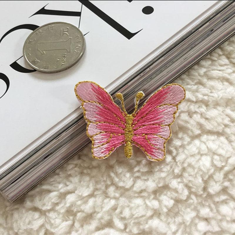 Naklejki na ubrania buty 10 szt. złota nitka motyl haftowana torba z materiału dekoracyjna naszywka pieczęć Diy akcesoria klej wzór z dziurką aplikacja