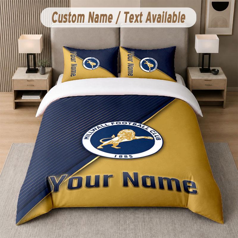 Custom Bedding Set Millwall Pattern, Print Name Text 1 Duvet Cover plus 2 Pillowcases Home Textile