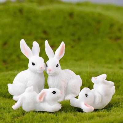 Cute Resin Rabbit  Ornament, Family Micro Landscape Mini Rabbits Crafts Miniatures Figurines, For