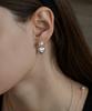 Dmoment Delilah Two-Way Swarovski Pearl Heart Silver Earrings (925 Silver)