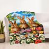 Springtime Bunny Garden Blanket,Suitable for sofas, offices, travel, living rooms, Gifts to relatives and friends, Blanket,Suitable for all seasons.