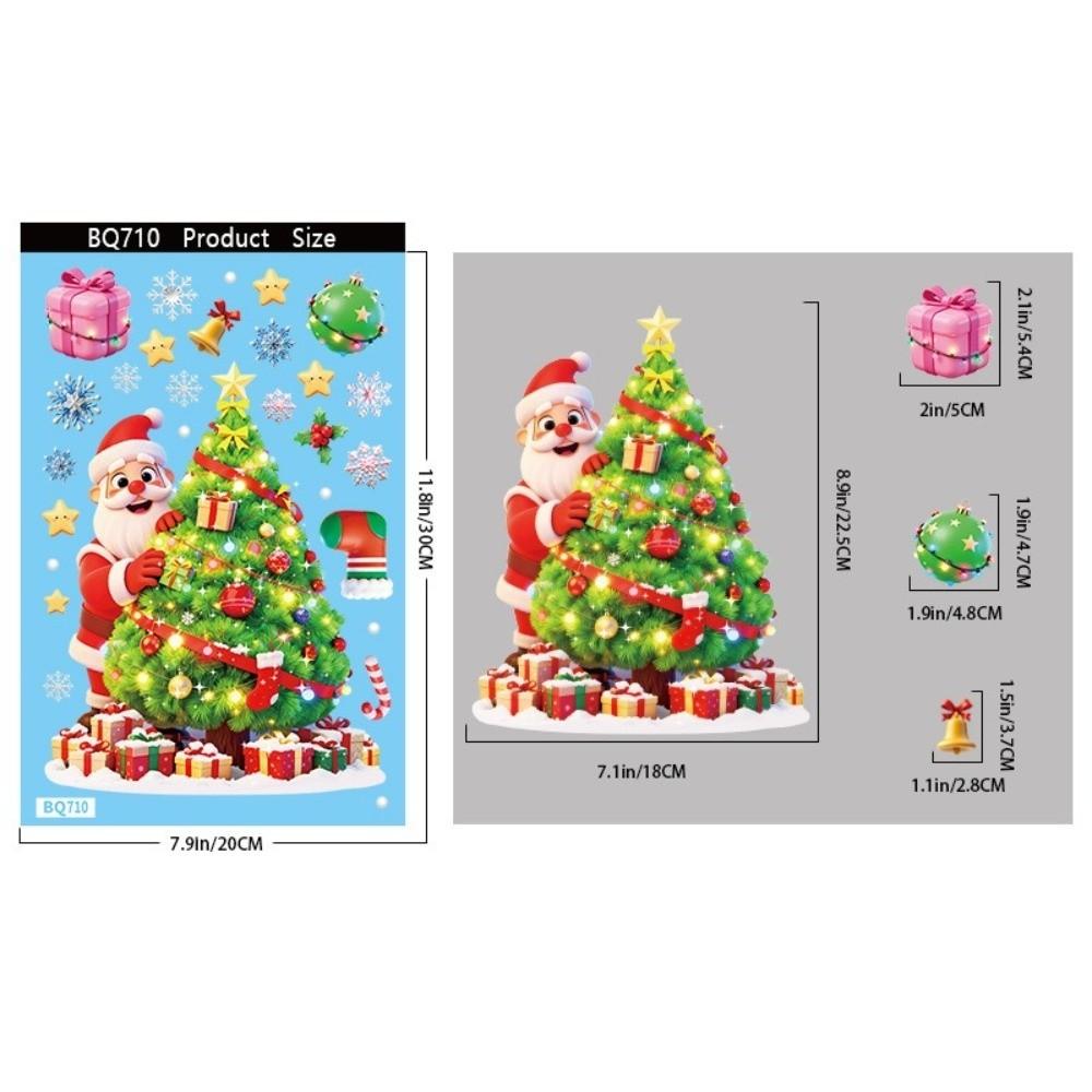 Snowflake Santa Snowman Cartoon Santa Glass Decals Decorative Static Sticker Party Supplies