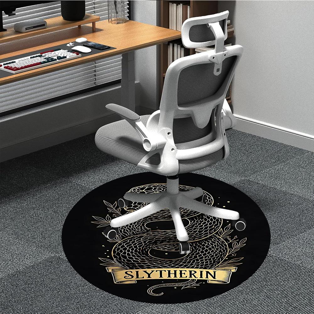 1PC Slytherin Snake Crest Office Round Rug, Non-slip, Soft and Durable Office Rug for Interior Decoration, Perfect for Office, Beautiful Decoration
