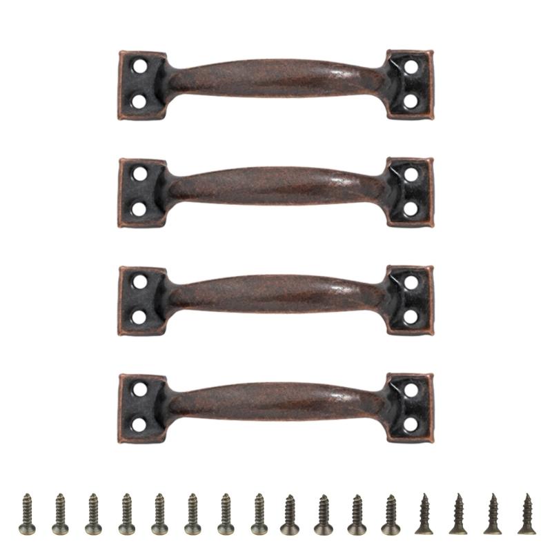 

4pcs Arched Handles for Garage Door and Indoor Cabinets Metal Barn Door Pulls Easy Install Wood Fence Cupboard Handles 3 inches бронзовый/красный