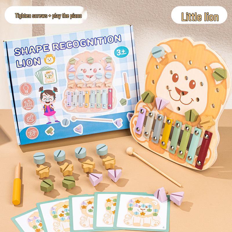 

Развивающий деревянный ксилофон и инструмент для сопоставления форм для детей