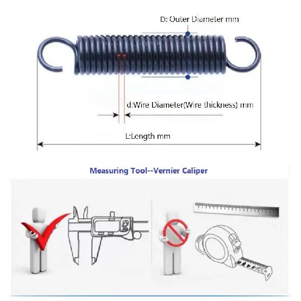 Spring steel hook spring ,Wire Dia 4mm,Outer Dia 40/45/50mm,Length120-500mm,Suitable for courtyard doors, garage doors, etc.