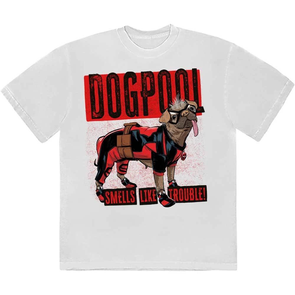 Marvel Comics Unisex T-Shirt: Deadpool Dogpool Smells Like Trouble (Small) 3XL