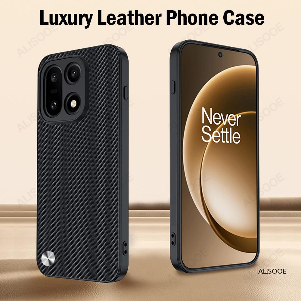 Cover for Oneplus 15 13 13R 13T 12 11 Case Luxury Fiber Texture PU-Leather Full Protection Shockproof Phone Capa Funda