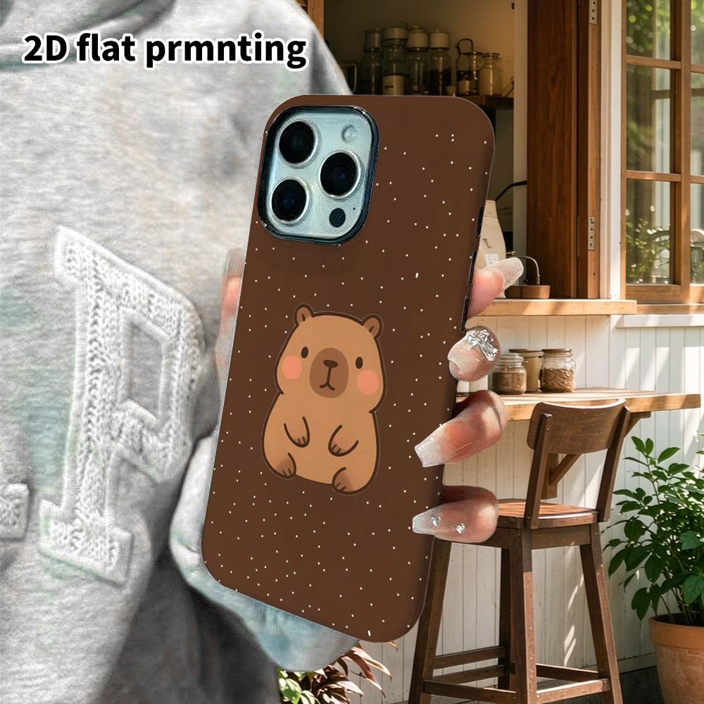 Phone Case: 2D Flat Design Suitable for iPhone 18 17 16 15 14 13 Pro Film Protective Case, Couple Style, Dark Brown Capybara, Christmas and Halloween 