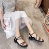 Fashion Woman Shoes Roman Style No Heel Rhinestones Outdoor Sandals for Women Asian Size On Sale Luxury 2025 Offer Vintage Summer Casual