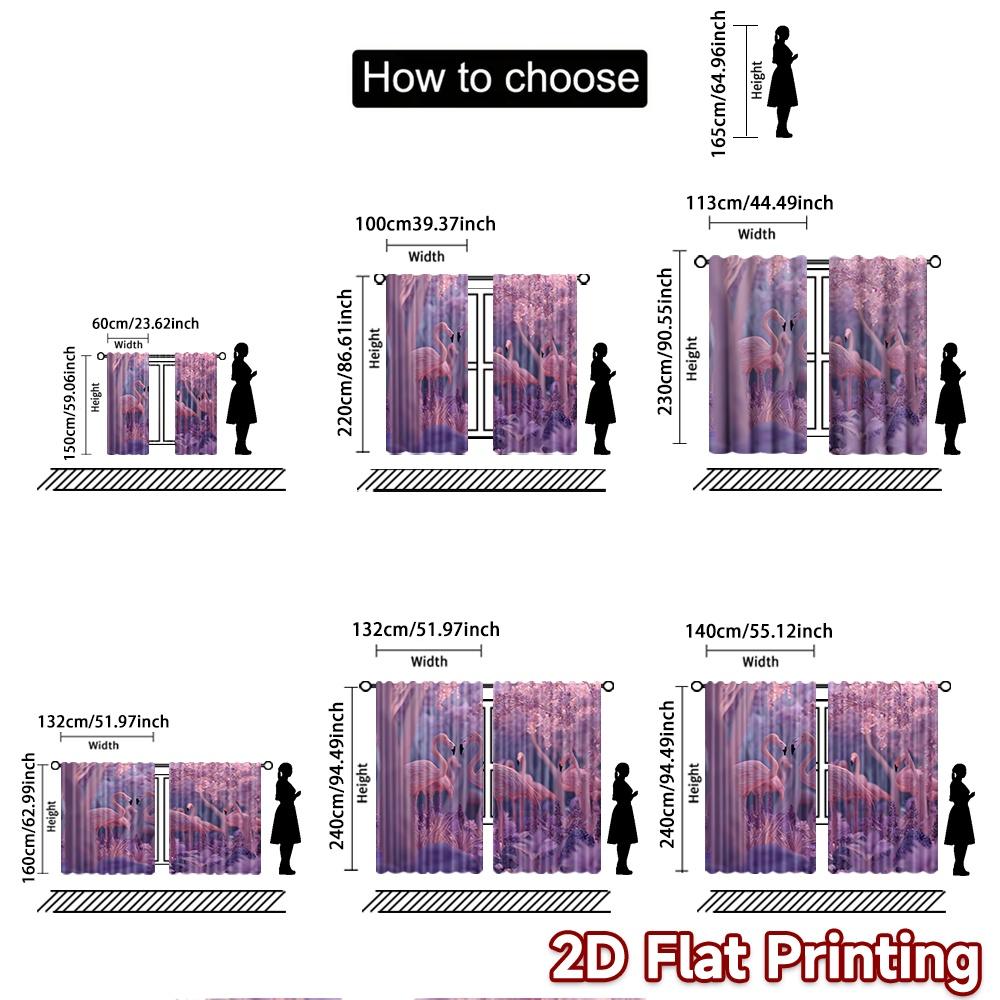 2pcs, 2D FLAT PRINTING Curtains (Without Rod) Pink Paradise Christmas Festival Creative Curtains Versatile Fabric Curtains