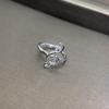 Beixi S925 Sterling Silver Musical Note Adjustable Ring with Zirconia Inlay
