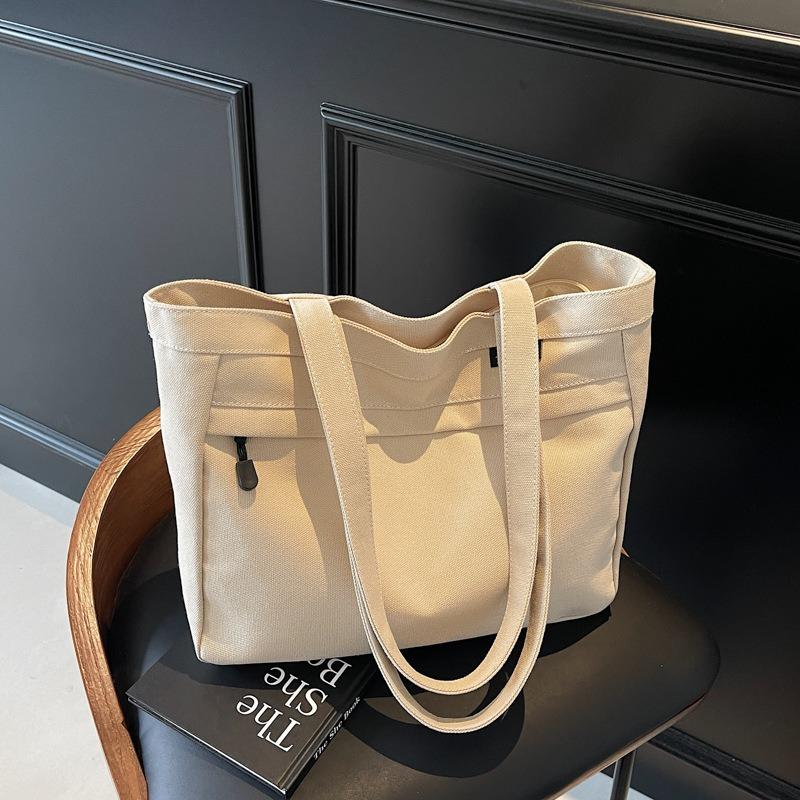 Casual large-capacity canvas bag women's new fashion versatile shoulder bag college student class bag