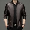 Leather jacket men's spring and autumn middle-aged and elderly men's genuine leather jacket short stand-up collar sheepskin dad leather jacket