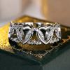 Fashionable Exquisite Hollow Heart Ring For Women Elegant Openwork Design Band Jewelry Gift