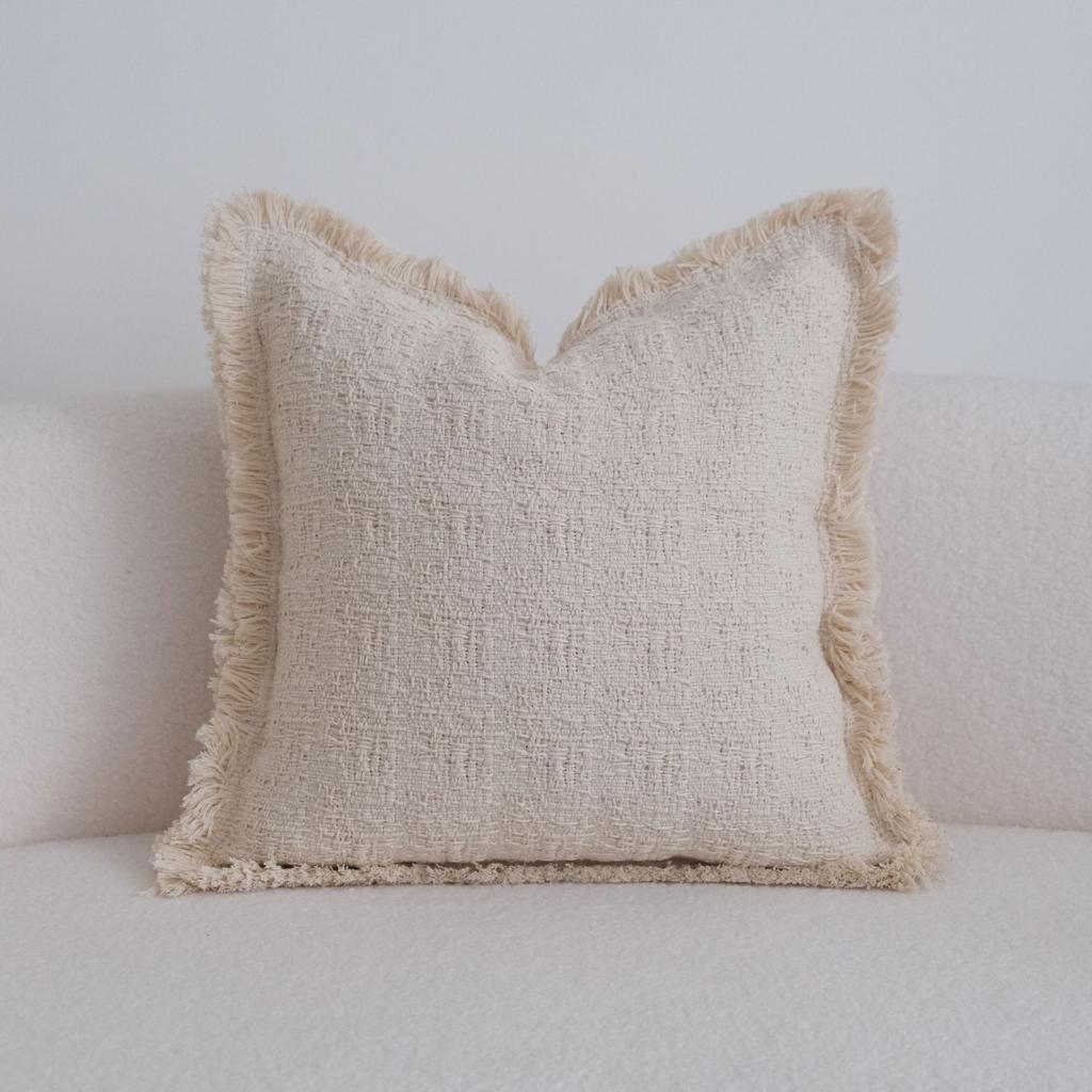 Elegant Throw Pillow Covers Textured Fringe & Embroidered Cushion Cases Boho Farmhouse Pillowcase for Living Room Couch Decor