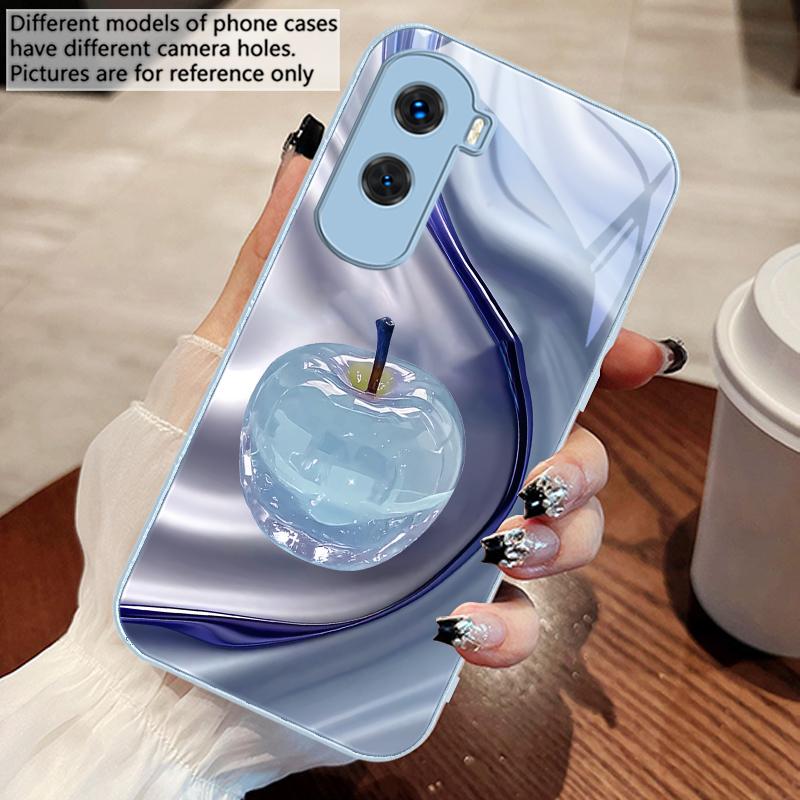 Transparent colored apple For Honor 200 90 8X 9X Pro Lite P50 P40 Nova 10 11i P60 Magic4 6 Mate 20 50 Tempered Glass Phone Case