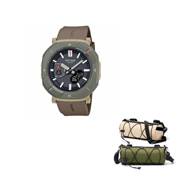 CASIO PRO TREK Collection Dual Display Watch Quartz Movement Resin Strap Watch Unisex PRJ-B001-5PR- PRJ-B001-5PR Black