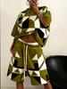 Hip-hop Style Printed Short-sleeved Suit Women's Casual Loose Top and Shorts Are Breathable, Lightweight and Trendy Versatile Two-piece Set