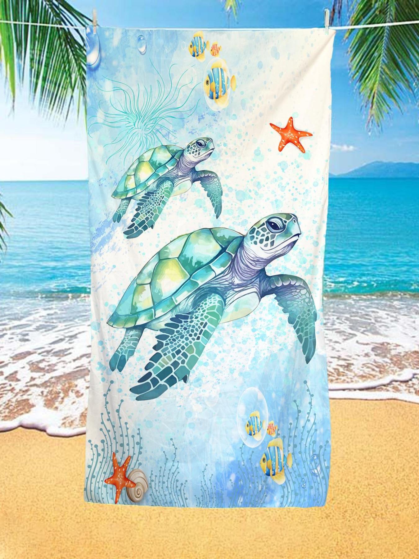 

1pc Turtle Pattern Beach Towel, Modern Microfiber Travel Beach Towel For Beach W30*H60(CM)