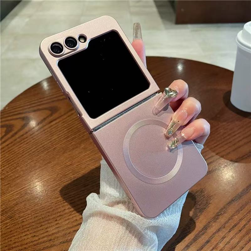 For Samsung Galaxy Z Flip 7 6 5 4 3 5G Z Flip5 Flip6 Luxury Magnetic Phone Case For Magsafe Wireless Charging Soft Cover