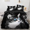 3D Kattesengesett Luksus Dyredyne Trekk med Putetrekk Queen King Single Dobbel Størrelse For Jenter Gutt Polyester Dynetrekk