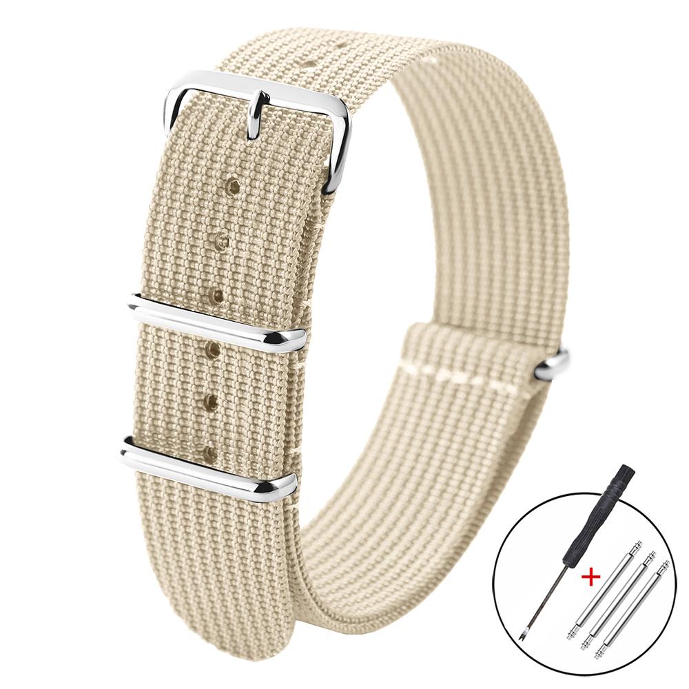 Prążkowany nylonowy pasek do zegarka Tkany nylonowy pasek do zegarka 18mm 20mm 22mm do wojskowych pasków do zegarków Bransoletki do akcesoriów pasków do zegarków Omega