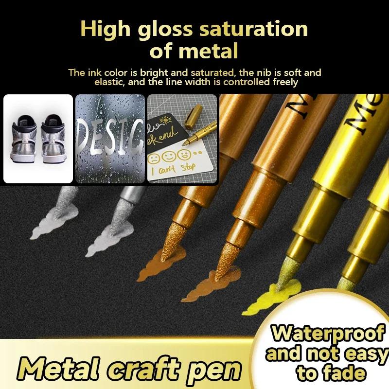 1/3 Stück Pinsel Metallische Marker Stifte Gold Silber Kupfer Permanent Kunst Farbe Marker Stift für Bastelarbeiten Scrapbooking Stoff Kunstbedarf