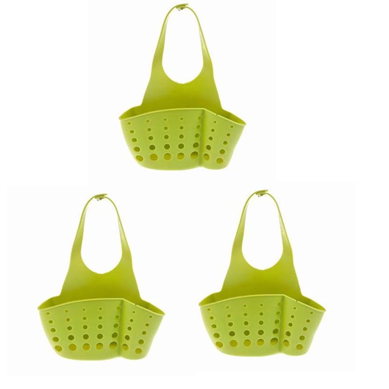 1/2/3pcs Home Storage Drain Basket Kitchen Sink Holder Adjustable Soap Sponge Shlf Hanging Drain Basket Bag Kitchen Accessories