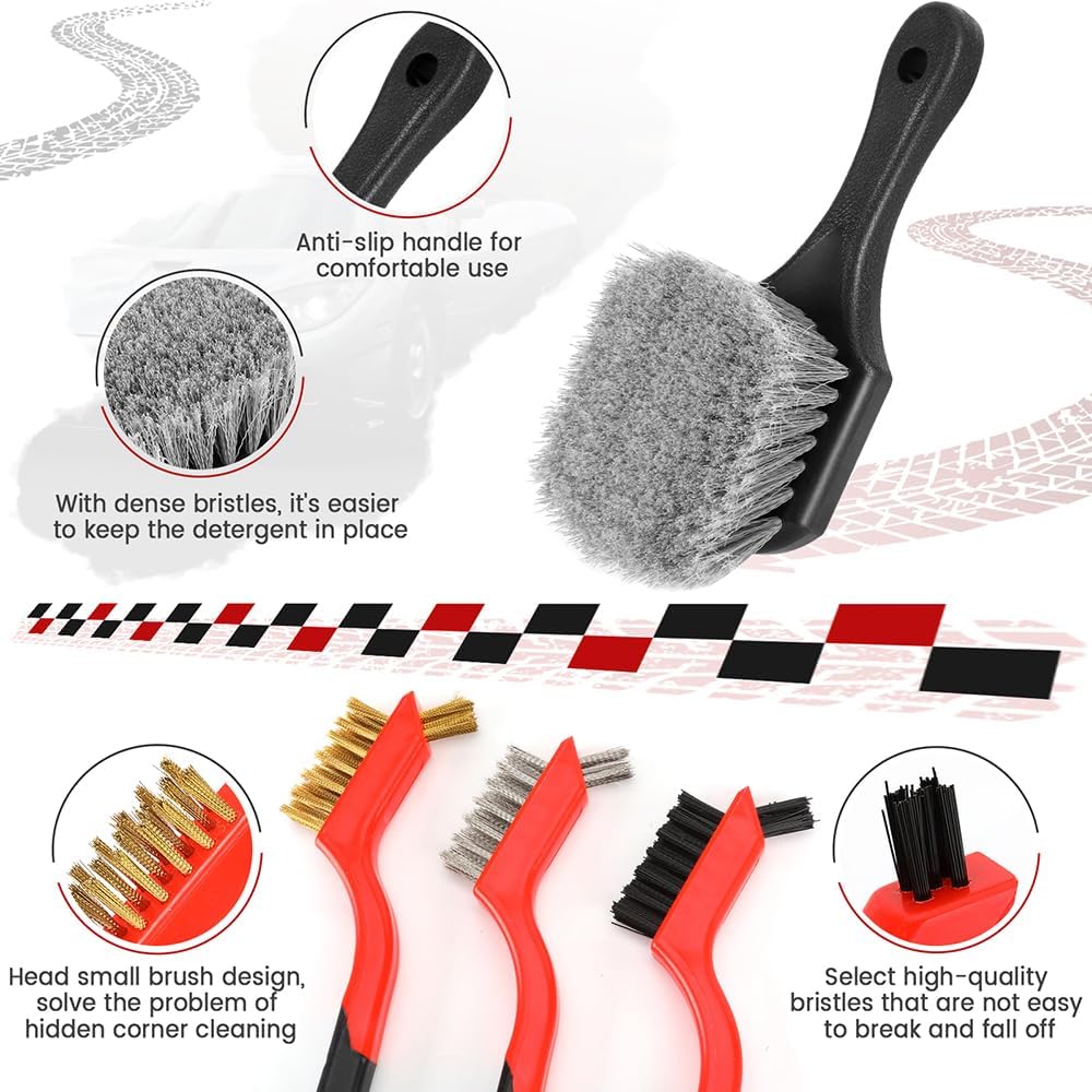 Car Detailing Brush Set, 11Pcs Car Detailing Kit Includes Car Interior Detailing Brushes, Car Wheel & Tire Brush For Rim Cleaner, Car Cleaning Brush