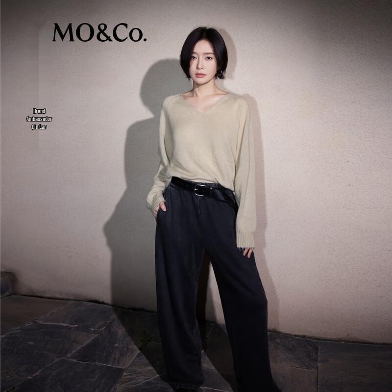 MO&Co. V-Neck Wool Blend Loose Fit Sweater