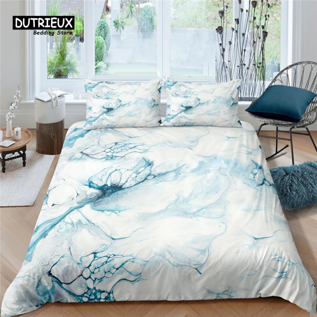 

Luxury 3D White Marble Print Home Living Comfortable Duvet Cover Pillowcase Kids Bedding Set Queen and King EU/US/AU/UK Size EU single(135x200cm)