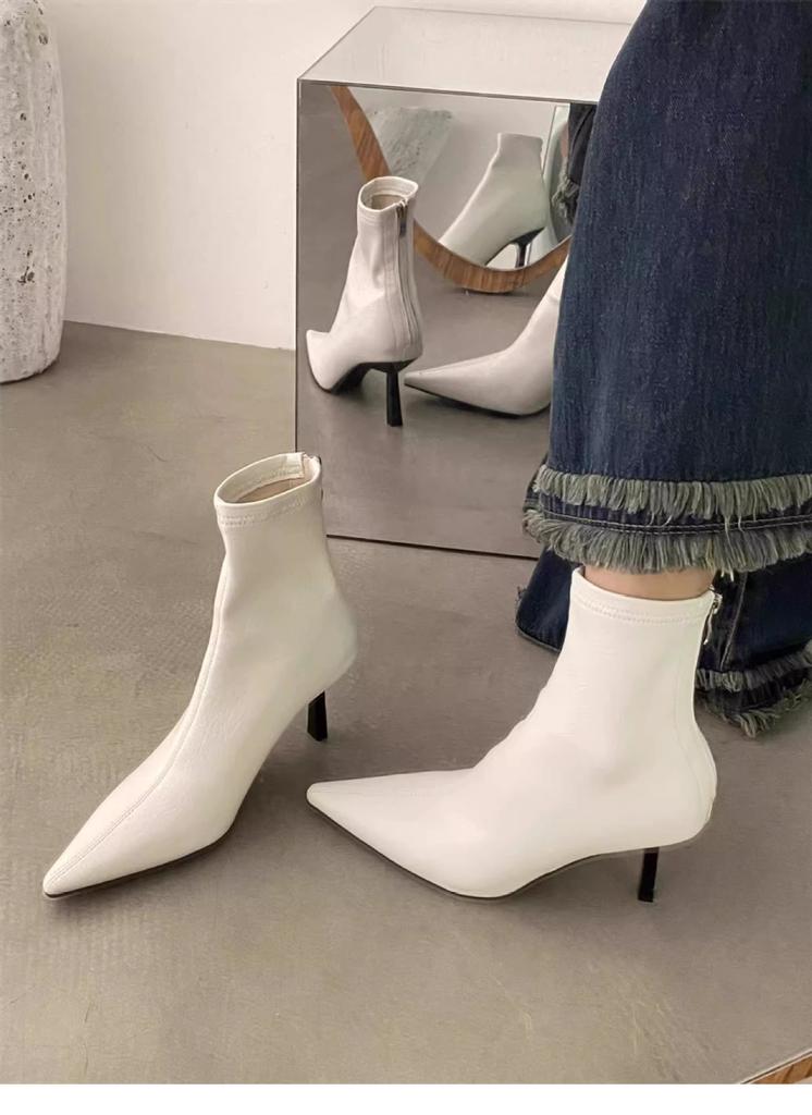 Thin Heel Short Boots Women'S Autumn And Winter Pointed Boots Temperament Chelsea Boots Thin Boots Thin High Heel Boots
