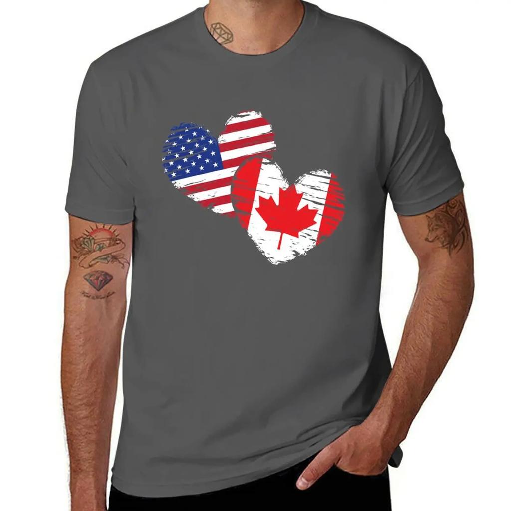 Canadian USA Hearts Canada T-Shirt tees designer shirts men graphic t shirts
