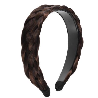 VOCOSTE Synthetic Braided Hair Hoop Headband for Women and Light 1 Piece Girls, 4.1cm Wide, Brown,