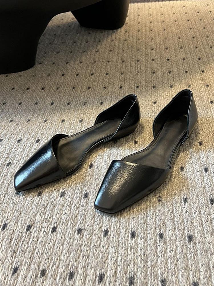 

Высококачественные ретро кожаные туфли-балетки Женская мода Косой квадратный носок Ажурные мюли Сандалии Дизайнерские Уютные балетки Лоферы 40 чёрный