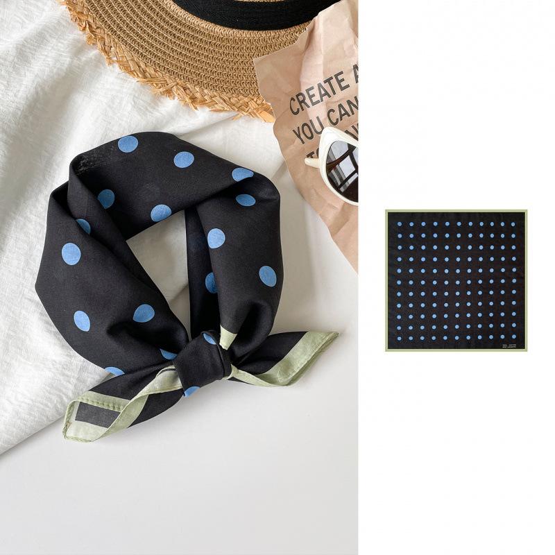 Simple And Retro Polka Dot Silk Scarf 55 Cotton Small Square Scarf Headscarf Breathable Versatile Scarf Scarf Headscarf