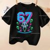 Summer Short Sleeve 67 Six Seven Kid T-Shirt Funny Round Neck Cute Tee Boy Girl Tops Casual Fashion Polyester Children's T-Shirt