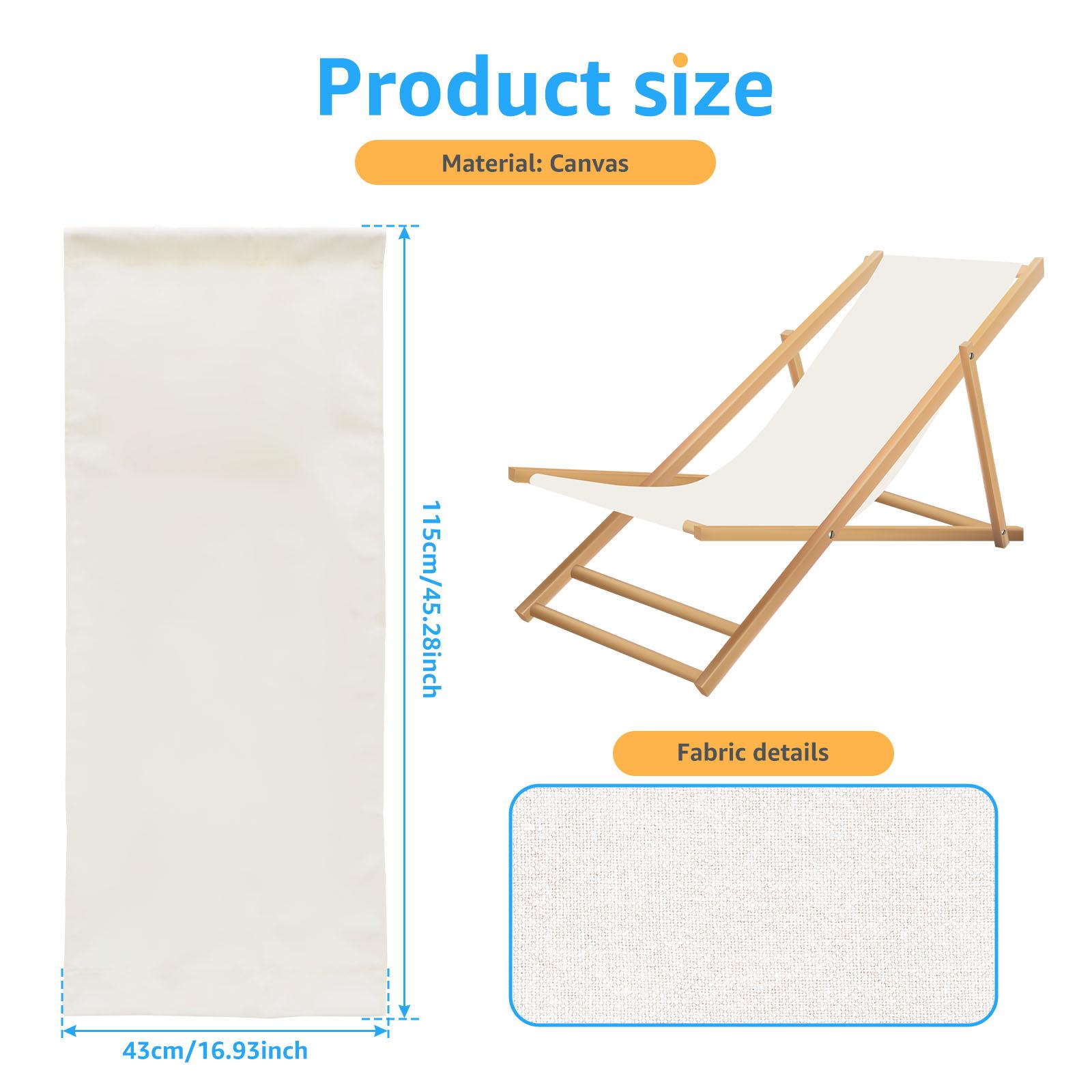 

Sling Chair Replacement Fabric Foldable Beach Chair Replacement Canvas with Pillow Durable Wear-resistant Lounge Chairs Cloth