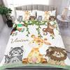 Lovely Baby Elephant Flowers Duvet Cover Set Cute Cartoon Animals Bedding Set Giraffe Quilt Cover Twin Full For Girls Boys Gift