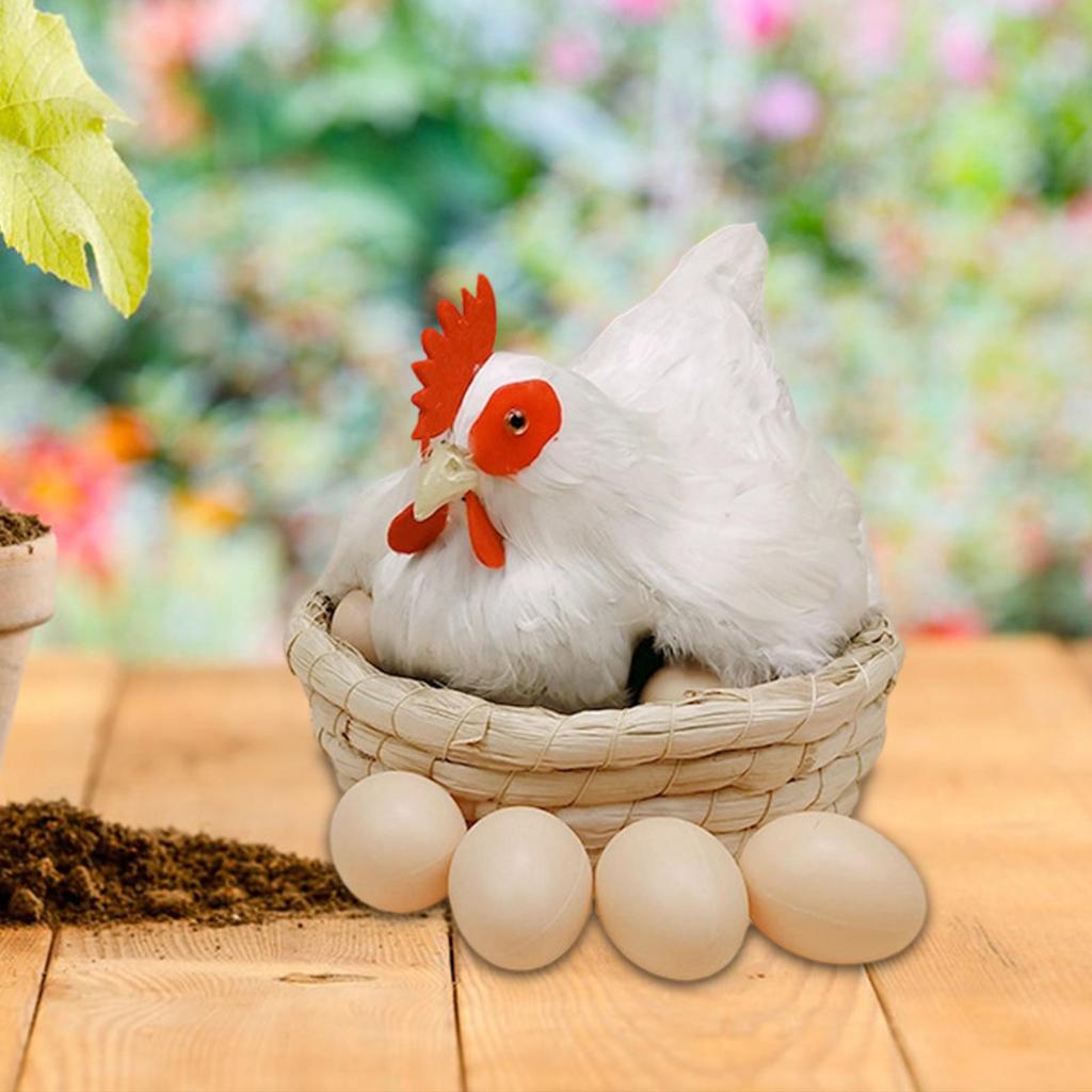 Lifelike Hen Statue Chicken Simulation Model Farm Animal Figurine for Garden Easter Decoration