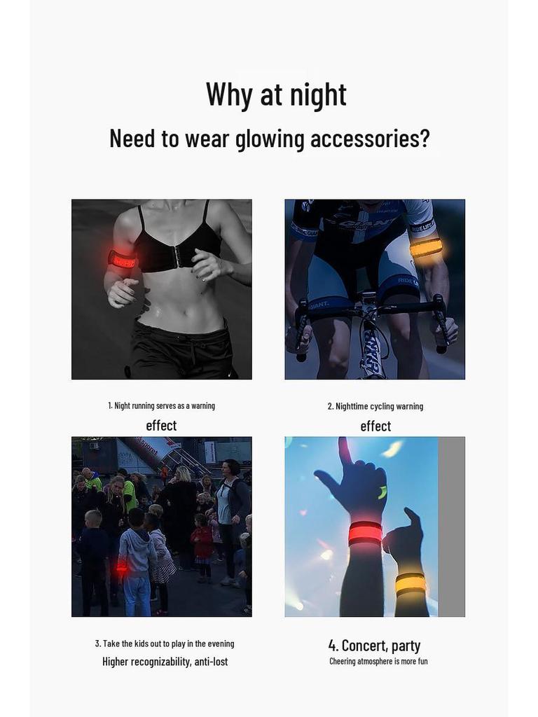 USB Rechargeable LED Armband Light for Outdoor Running