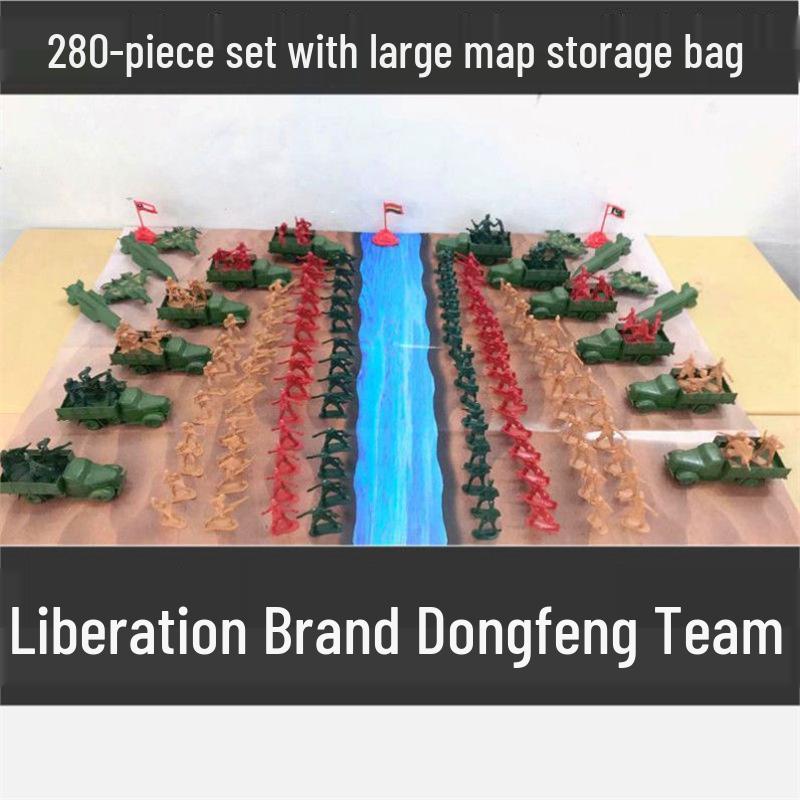 80s Nostalgic Toy Soldiers Sandbox Set: WWII Model Tank Battle for Kids