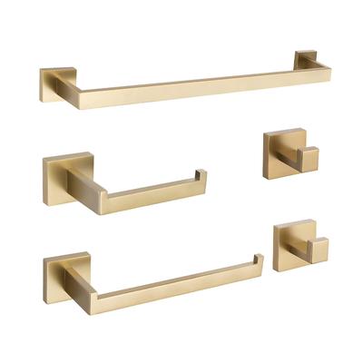 Badezimmer Hardware Zubehör Set Edelstahl Draht Zeichnung Gold Farbe Handtuch Bar Halterung Set