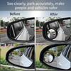 BOROLA Set of 2 Round Car Blind Spot Mirrors Auxiliary Mirrors 360 Degree Angle Adjustable Wide View (Black)