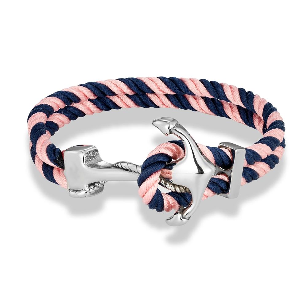 Navy Style Anchor Bracelets Men Women Double Strand Mulitcolor Nautical Surfer Rope Bracelet Stainless Steel Boat Hook