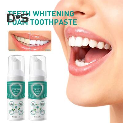 60ML Teeth Mouthwash Bad Breath Eliminating Dental Plaque Stain Removal Gums Oral Care Deep Cleaning Mints Flavor Tooth Whitening Liquid Foam